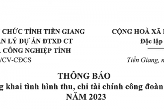 Thông báo công khai tình hình thu, chi tài chính Công đoàn cơ sở năm 2023